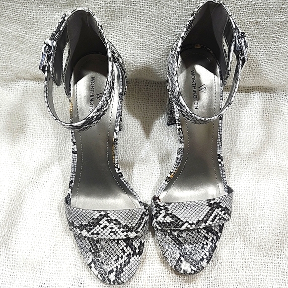 Worthington Lafayette Snake Print Block Heel Sandals - Picture 4 of 6